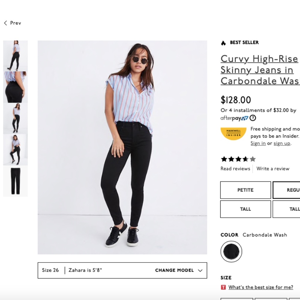 Madewell Curvy High Rise Skinny Jeans Carbondale